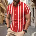 Λεπτομερής άποψη ανδρικού casual πουκάμισου με έντονες κόκκινες και λευκές ρίγες. - Μπορντό