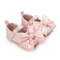 Zapatos de princesa rosa para bebé con lazo grande de satén y suela blanda para caminar - Rosa