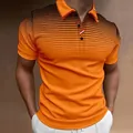 Slim fit poloshirt voor heren met een oranje en zwarte stippenverloop print design - S / Tops / Oranje