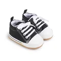 Clásicos zapatos de lona negros y blancos para bebés con suelas blandas cómodas - Negro
