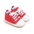 Zapatos de lona roja para bebés de 0 a 1 año con suelas blandas antideslizantes - Rojo