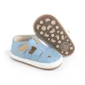 Detailansicht hellblauer Baby-Sommersandalen mit rutschfester Sohle für Lauflerner. - Himmelblau