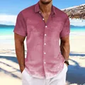 Vue détaillée d'une chemise pour homme à manches courtes avec imprimé palmier dégradé - Rose