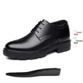 Schwarze formelle Herren-Lederschuhe mit 8 cm hoher dicker Sohle und Einlegesohle. - 37 / 8cm Höhenverstellbar Ganzjahres Stil (9102) / Schwarz