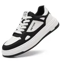 Κομψά ασπρόμαυρα ανδρικά χαμηλά sneakers και παπούτσια skate για την ανοιξιάτικη σεζόν - 38 / Μαύρο και Άσπρο