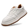 Baskets décontractées blanches pour hommes avec semelle gomme souple marron et lacets - 38 / Blanc