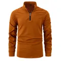 Premium orange 1/4 zip men's sports pullover with pleated shoulder and sleeve detail - Orange