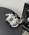 Stylish silver breathable mesh toddler chunky sneakers for stylish spring outdoor wear - Size 29 (18.5cm) / Beige