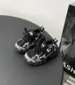Modern black and white breathable mesh sneakers for children with soft anti-slip rubber soles - Size 22 (14.5cm) / Black