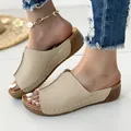 Sandales compensées élégantes beiges pour femmes, style décontracté et confortable - Beige