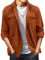 Stijlvolle herenjas van suède in roestoranje met revers en zakken, casual herfst kleding. - S / Tops / Oranje