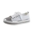 Fashionable white platform sneakers for women featuring sparkling silver rhinestone accents - 35 / White
