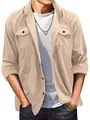Men's casual suede lapel jacket in beige, perfect for spring and autumn street style - Apricot