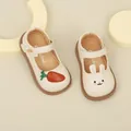 Süße creme Baby Mädchen Mary Jane Schuhe mit Hasen und Karotten Design für Frühling - Innenlänge 11.5cm / Karotten- und Hasenstil (13MBX8990) / Beige