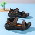 Lightweight brown children's sport sandals with orange stripes for summer beach activities - 38 / Brown