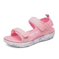 Pink girls' summer sports sandals with soft soles and 'I Love You' strap embroidery - Pink