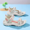 Lightweight off-white children's beach sandals with breathable mesh and red accents - 38 / Beige