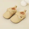 Elegante beige gesteppte Lauflernschuhe für Mädchen mit weicher Sohle und Klettverschluss - Innenlänge 11.5cm / Gesteppter Stil (19MBX3365) / Khaki