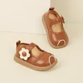 Elegante braune Lauflernschuhe für Baby Mädchen mit weicher Sohle und Blumendetail - Innenlänge 11.5cm / 3D-Blumen-Stil (13MBX8982) / Braun