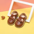 Classic brown toddler girls' princess shoes with sweet bow detail and velcro strap - Inner Length 11.5cm / Bow Brogue Style / Brown (13MBX8321)