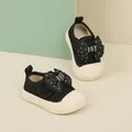 Black baby girl soft sole walking shoes with polka dot bow detail - Internal Length 12.5cm / Polka Dot Bowknot Style (19MBX3577) / Black