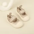 Beigefarbene Lauflernschuhe für Babymädchen mit weicher Sohle und Hasenohr-Detail - Innenlänge 12.0cm / Mary Jane Hasenohren-Stil (30MBX0318) / Khaki