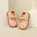 Süße rosa Lauflernschuhe für Mädchen mit weicher Sohle und Kirschstickerei-Detail - Innenlänge 11.5cm / Kirschstickerei-Stil (13MBX8992) / Rosa