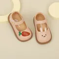 Krabbelschuhe für Mädchen mit weicher Sohle und süßen Hasen- und Karottenmotiven - Innenlänge 11.5cm / Hasen- und Karottenstil (13MBX8990) / Rosa