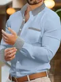 Close-up of men's light blue shirt with houndstooth pattern on collar and cuffs - S / Tops / Sky Blue