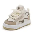 Zapatillas deportivas altas para niños en crema y beige con cordones gruesos de cuerda - Talla 21 (13.5cm) / Blanco Roto