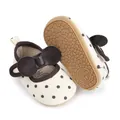 Chaussures de marche bébé crème à pois avec nœud géant et semelle en caoutchouc - Blanc Cassé