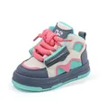 Zapatilla alta para niños en colores dopamina con cordones rosas y suela antideslizante - Talla 21 (Longitud interior aprox. 13,5 cm) / Verde