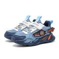 Leichte dunkelblaue Mesh-Laufschuhe für Jungen mit Klettverschluss - Denim-Blau