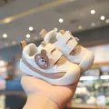 Breathable baby walking shoes with cute bear design and soft non-slip sole - Size 25 (Inner 15.5cm) / Cartoon Bear / Brown