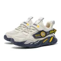 Leichte atmungsaktive Mesh-Laufschuhe für Jungen in Beige und Dunkelblau Design. - Beige