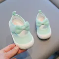 Mintgrüne Babyschuhe für Mädchen mit Schleife und Mesh-Gewebe - Grün