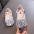 Zapatos de princesa plateados con pedrería para niñas con correa de perlas decorativa - 21-25 (Lote de 5 pares) / Plateado