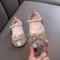 Zapatos de princesa Mary Jane con diamantes de imitación para niñas pequeñas - 21 / Dorado