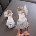 Elegant girls' rhinestone princess shoes with decorative pearls and bows for formal dance events - 21 / Off White