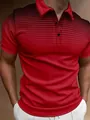 Primer plano de polo rojo para hombre con estampado de puntos degradados en el pecho - L / Tops / Burdeos