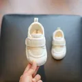 Breathable white toddler indoor walking shoes with soft soles and secure velcro straps - Size 22 (Inner 14cm) / White