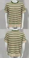 Men's casual short sleeve striped knit shirt in green and beige with round neck - Green