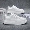 Men's white leather sneakers with thick platform soles for trendy casual spring wear - 38 / Off White