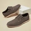 Vintage brown canvas lace-up business casual shoes for men with breathable non-slip sole - US7=39 / Dark Brown