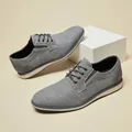 Grey retro breathable business lace-up canvas casual shoes for men with non-slip sole - US7=39 / Gray