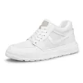 Breathable all-white leather platform sneakers with hidden wedge for casual daily wear - 36 / White Mesh