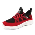 Men's lightweight breathable athletic sneakers in stylish red and black color scheme - 40 / Red
