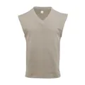 Gilet en maille jacquard pour homme avec col en V de couleur beige sable élégant - Kaki