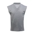 Gilet sans manches gris classique à col en V pour hommes avec vue de détail avant - Gris clair