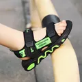 Stylish black and neon green boys' sandals with soft flexible soles and easy straps - 28 / Black Green Style (F682) / Black Green